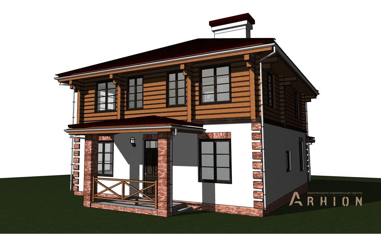 8. Проект двухэтажного дома в современном стиле с четырехскатной, hm-1247, площадью - 151 кв c терассой